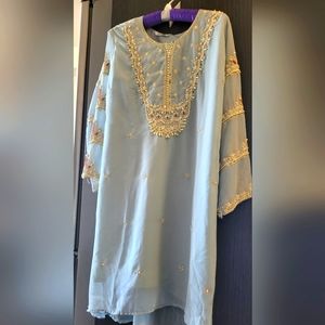 Heavily embroidered top with pants